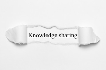 Knowledge sharing on white torn paper
