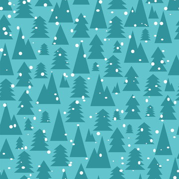 Christmas and New Year seamless pattern with Christmas  trees an