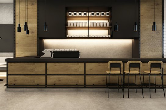 Shop cafe & Restaurants Loft & Modern - 3D render