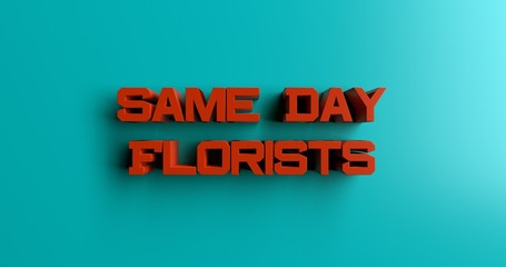Same Day Florists - 3D rendered colorful headline illustration.  Can be used for an online banner ad or a print postcard.