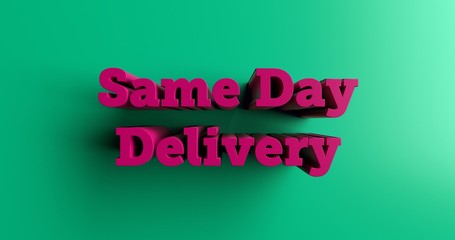 Same Day Delivery Flowers - 3D rendered colorful headline illustration.  Can be used for an online banner ad or a print postcard.