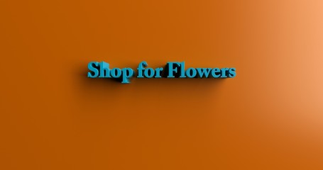 Shop for Flowers - 3D rendered colorful headline illustration.  Can be used for an online banner ad or a print postcard.