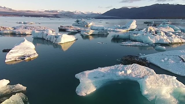 Iceland Ice Lagoon Fly Over