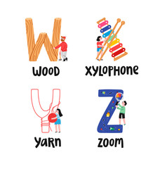 Alphabet letters w to z