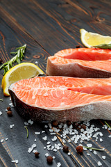 Fresh Raw Salmon Red Fish Steak