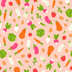 Vegetables pattern on peach background