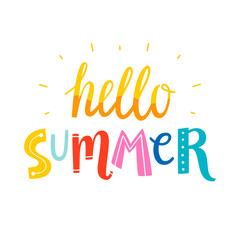 Hello summer colorful writing