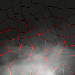 Abstract vector background with cracked ground and lava 
