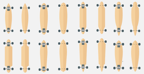 Longboard, skateboard. Vector. Flat Design. Summer time. Vector. Flat Design. Summer time