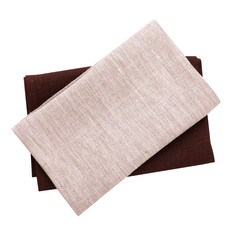 Napkin. Stack of colorful dish towels isolated on white