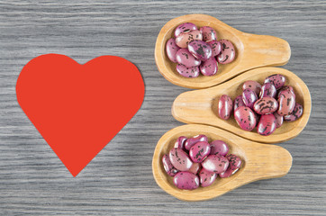 Pinto beans and heart. (Phaseolus vulgaris)