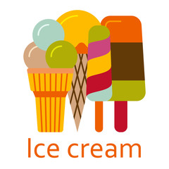Ice cream. Fastfood and streetfood icon. Vector illustration