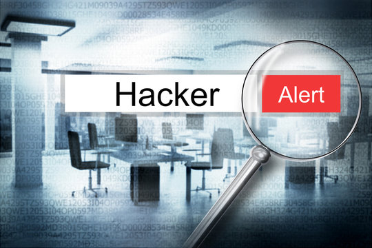 reading the word hacker browser search security alert 3D Illustr