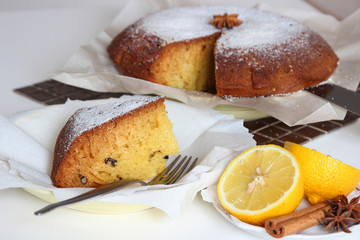 Cake from corn flour and lemon..