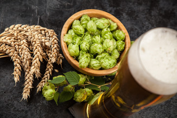 Beer glass on dark background