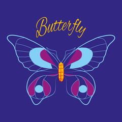 T shirt butterfly on blue background