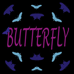 T shirt butterfly on black background.