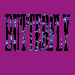 T shirt butterfly on purple background