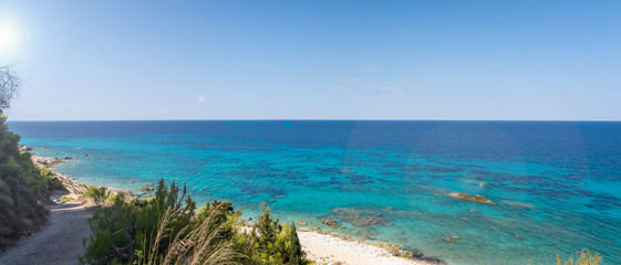 Fototapeta na wymiar Panoramic view of deserted beaches on the island of Lefkada, Gre