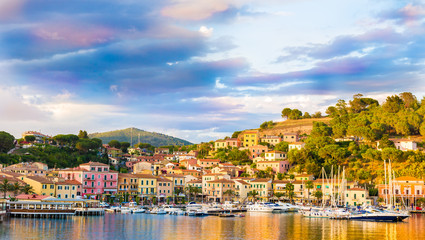 Harbor and village  Porto Azzurro, Elba islands, Tuscany, Italy