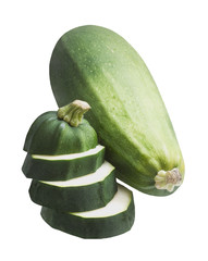 Two green zucchini, isolated on white background