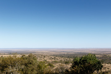 Blue skies overlooking flat landscape