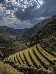 Fototapeta na wymiar Agricultural terraces in the Sacred Valley of the Incas, Peru