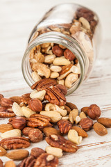 Mix of different nuts closeup photo