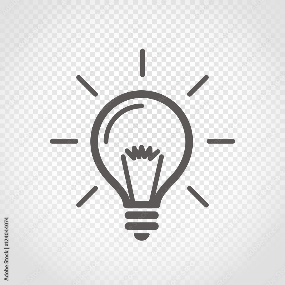 Poster Light bulb vector icon on transparent background
