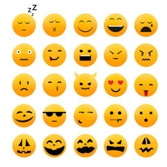 Naklejka premium Collection of different emoji icones vector set. Vector characte
