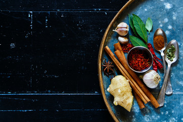 Bright spices and herbs