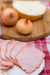Cured meat served on the plate