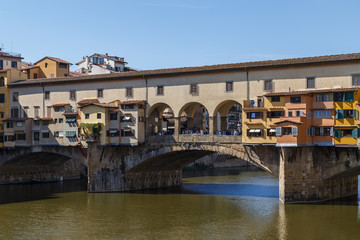 Fototapeta na wymiar Vecchio Bridge over the River Arno in Florence, fragment