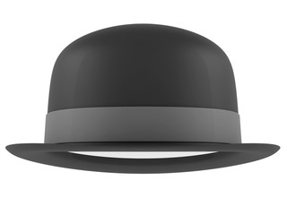 Bowler hat on a white background. 3D rendering