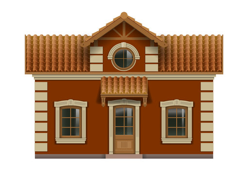 Little toy house for dolls. Facade in vector graphics