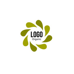 Islated abstract green color spining leaves circle logo. Flower petals logotype. Natural recycling icon. Circulation sign. Healing herbs emblem. Organic cosmetic symbol. Vector leaves illustration.