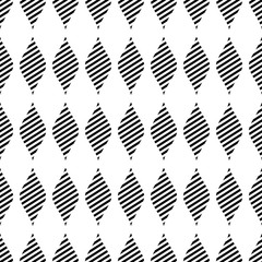 Seamless vector abstract pattern. Black and white symmetrical geometric repeating background with decorative rhombus. Series of Geometric Seamless Patterns.