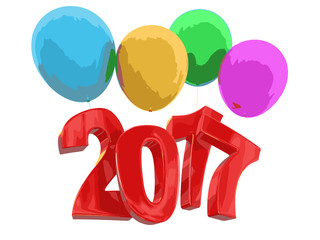 Image of 2017 on Balloons. Image with clipping path