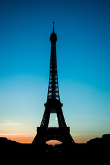 Eiffel Tower and sunset sky in Paris, France