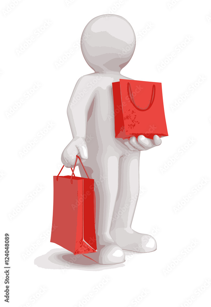Poster man and bags. image with clipping path