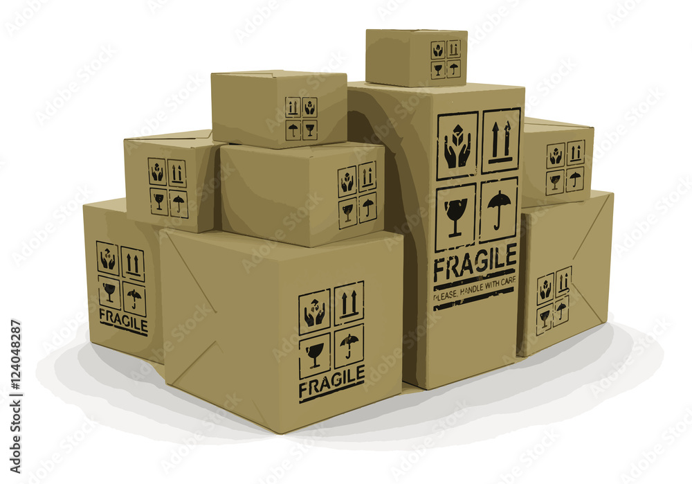Poster many packages. image with clipping path
