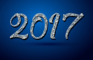 2017 Happy New Year background. Diamond background. Ideal for xmas card or elegant holiday party invitation.