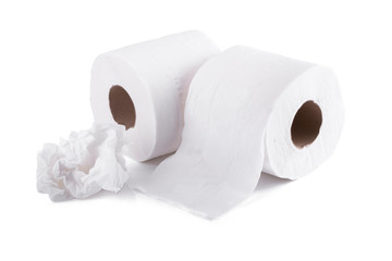 Roll Of Toilet Paper Isolated On White Background.