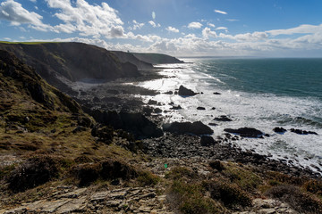 Duckpool beach near dude in cornwall england uk