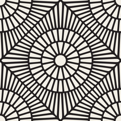 Vector Seamless Black and White Rounded Lace Ornamental Pattern