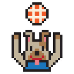 Obraz premium illustration design pixel art dog play ball