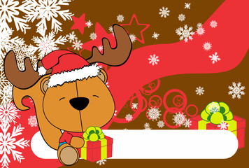 cute baby squirrel santa reindeer hat cartoon background in vector format