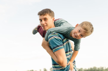 Father and son having fun 