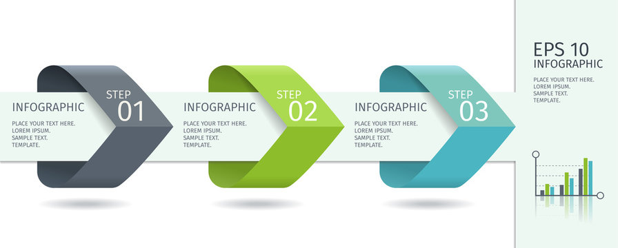 Infographic arrows with step up options. Vector template in flat design style.