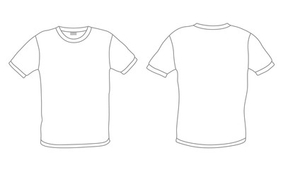 White men's t-shirt template vector, front and back view